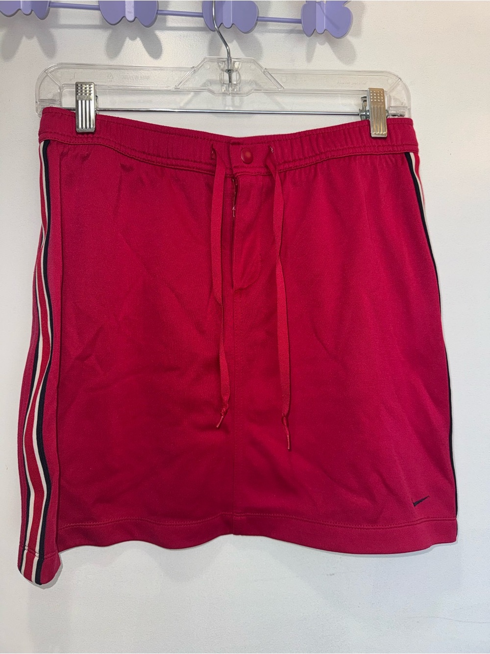 Nike Men's Bright Red Athletic Drawstring Shorts with Side Stripes